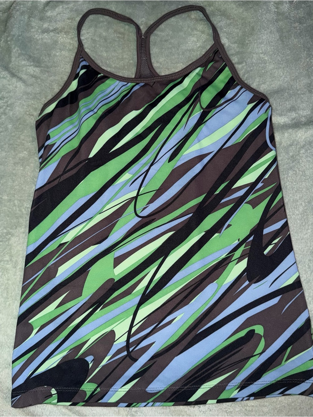 Women’s Green & Blue Patterned Racerback Tank Top